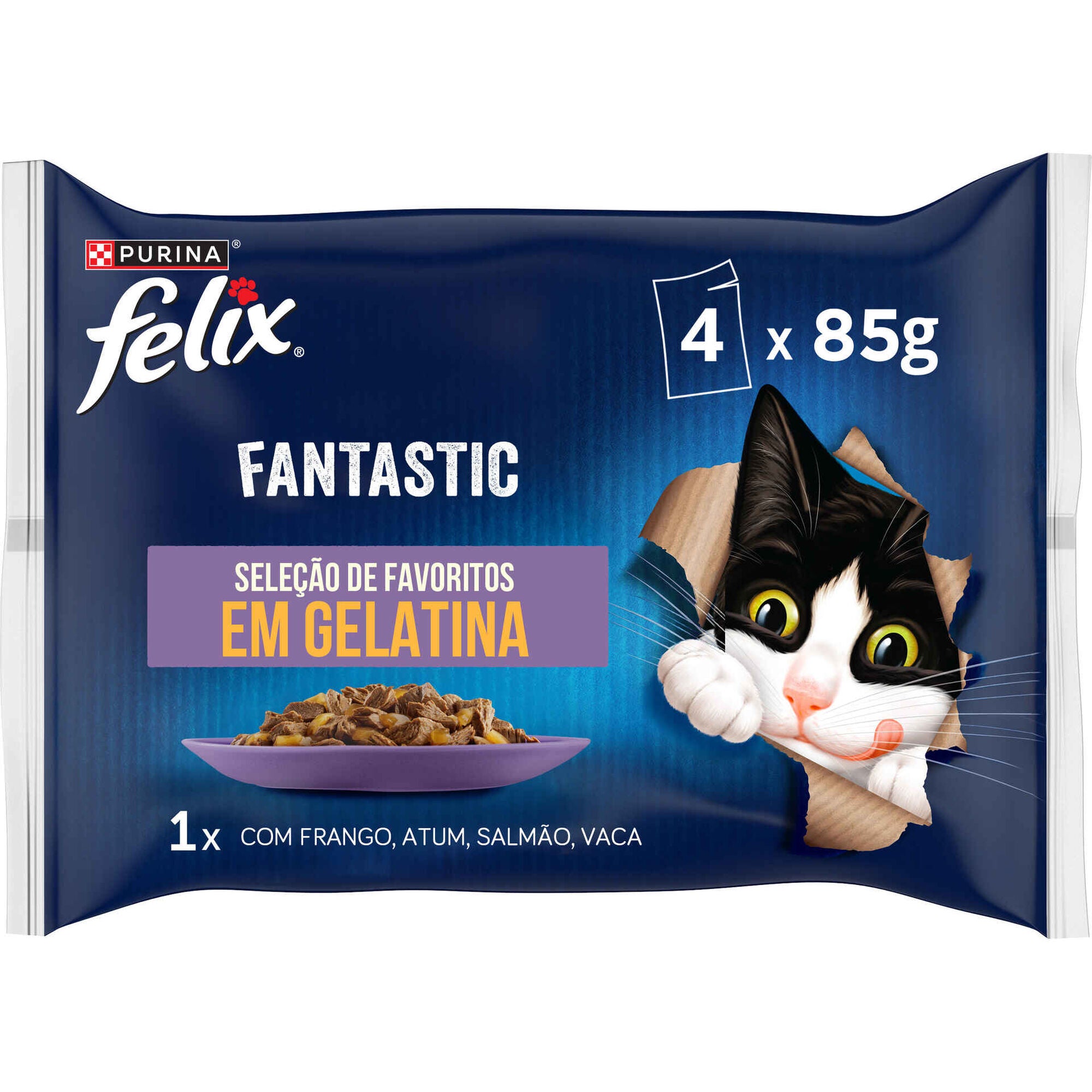 Purina Felix Fantastic Seleção de Favoritos em Gelatina 4x85g
