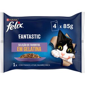 Purina Felix Fantastic Seleção de Favoritos em Gelatina 4x85g