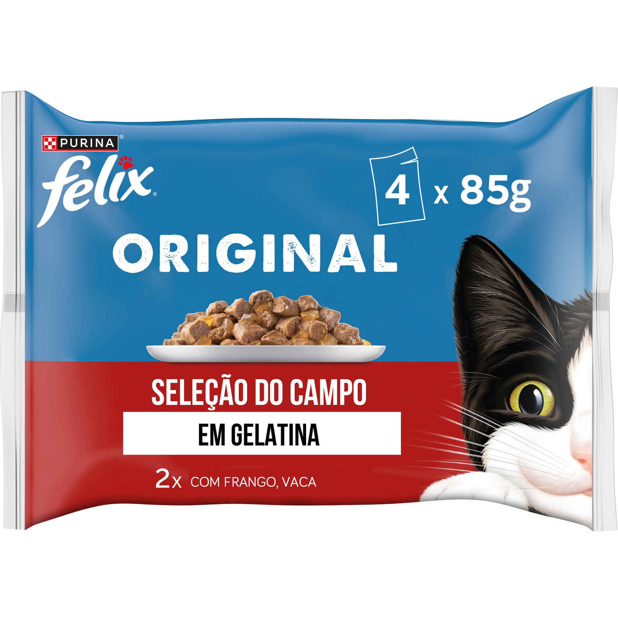 Purina Felix Comida Húmida Gato Adulto Seleção Carnes Gelatina 4x85g