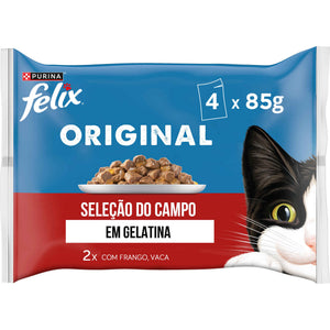 Purina Felix Comida Húmida Gato Adulto Seleção Carnes Gelatina 4x85g