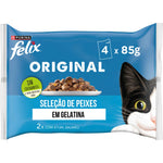 Purina Felix Alimento Húmido Gato Adulto Seleção Peixes em Gelatina 4x85g