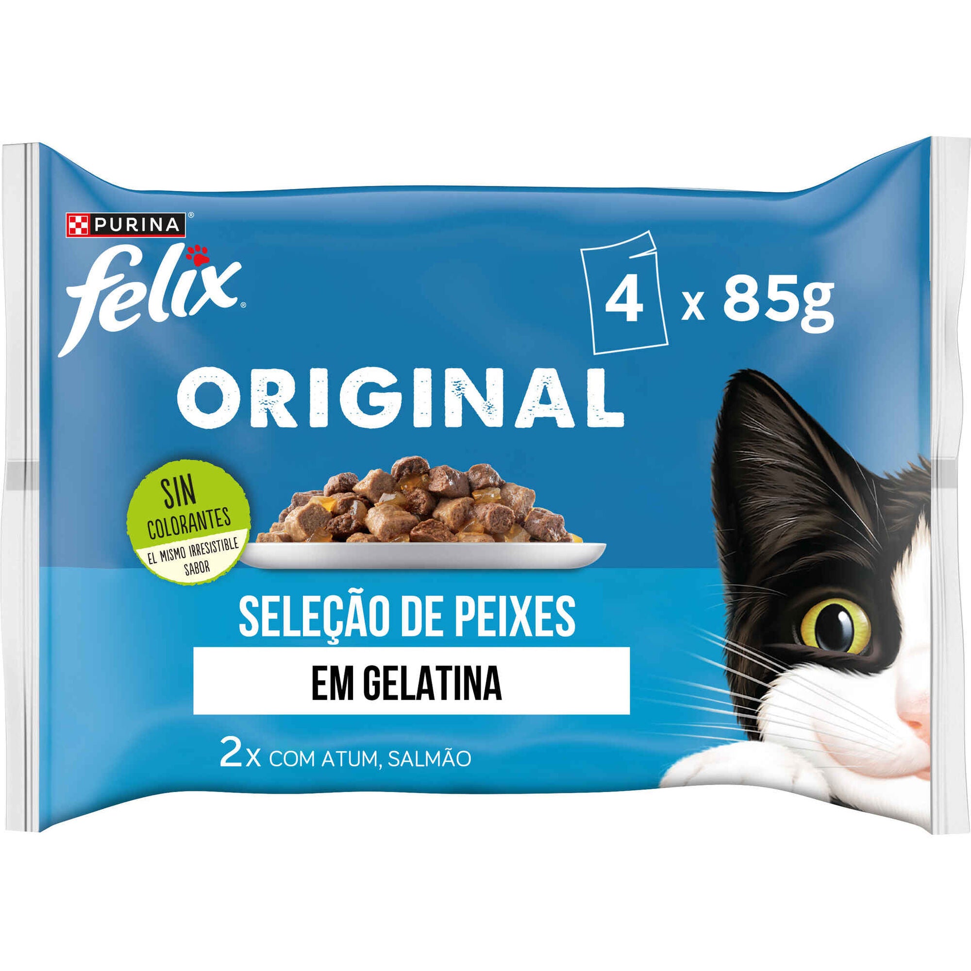 Purina Felix Alimento Húmido Gato Adulto Seleção Peixes em Gelatina 4x85g