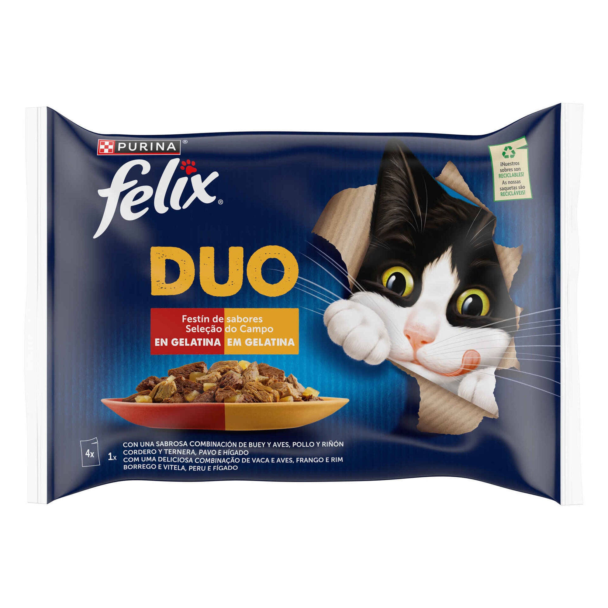Purina Felix Fantastic Duo Saborosa Seleção em Gelatina 4x85g
