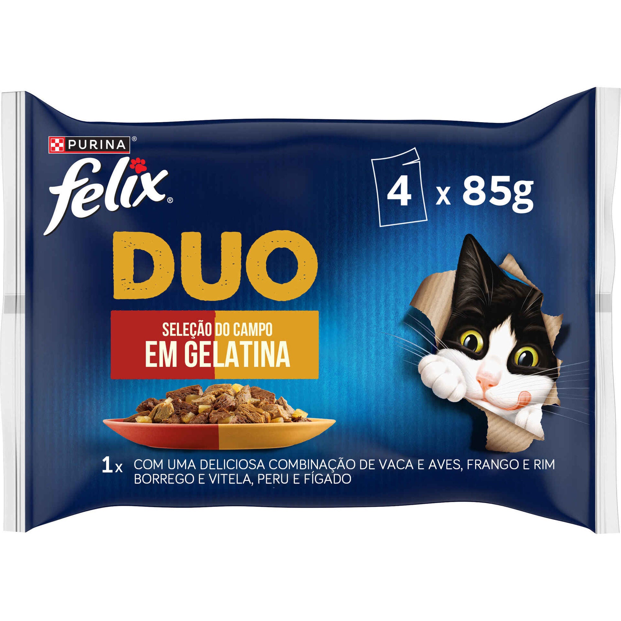 Purina Felix Fantastic Duo Saborosa Seleção em Gelatina 4x85g