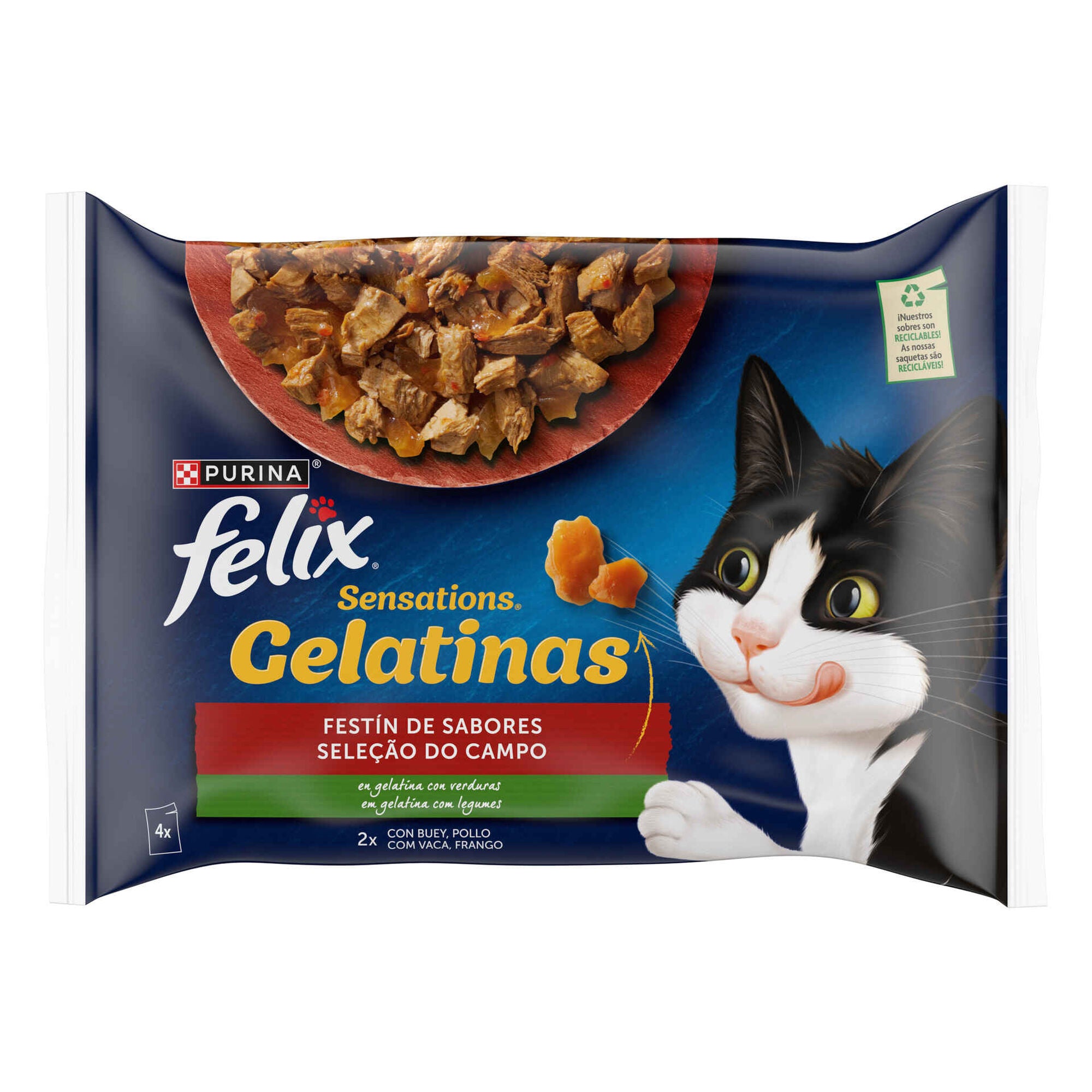 Comida Húmida para Gato Purina Felix Sensations Carnes 4x85 g