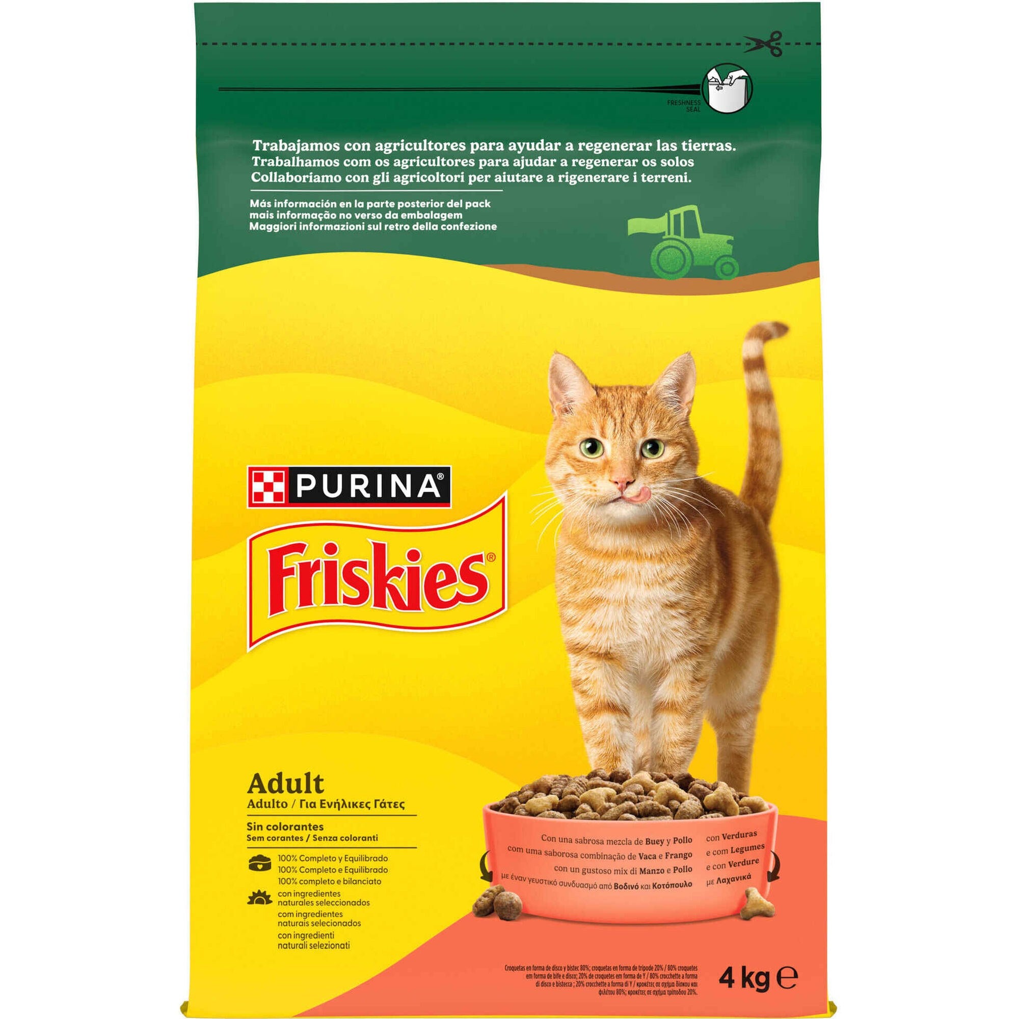 Purina Friskies Ração Seca para Gato Adulto Vaca, Frango e Legumes 4 kg