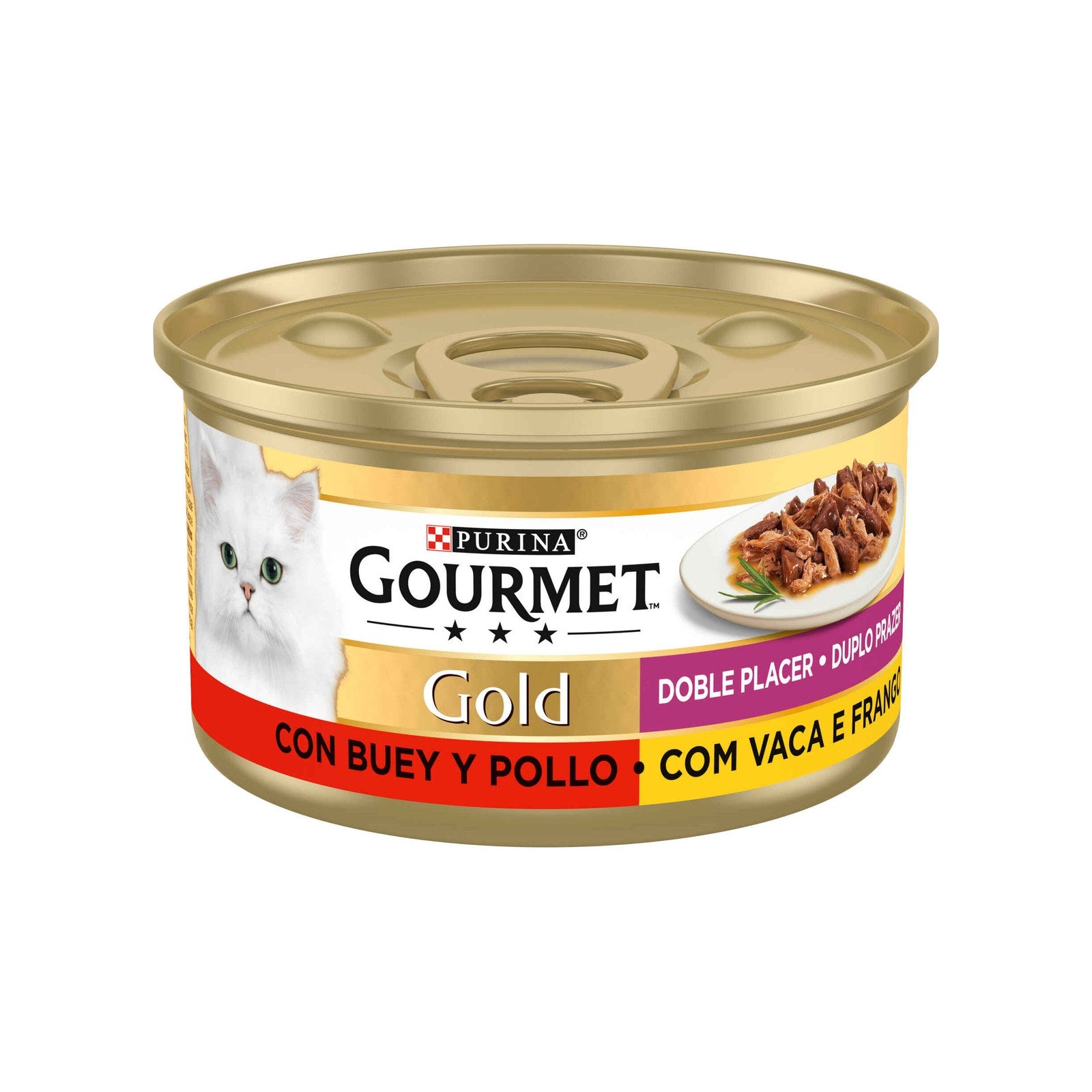 Purina Gourmet Gold Duplo Prazer Gato Vaca e Frango 85 g