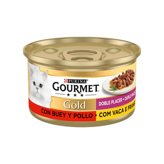 Purina Gourmet Gold Duplo Prazer Gato Vaca e Frango 85 g