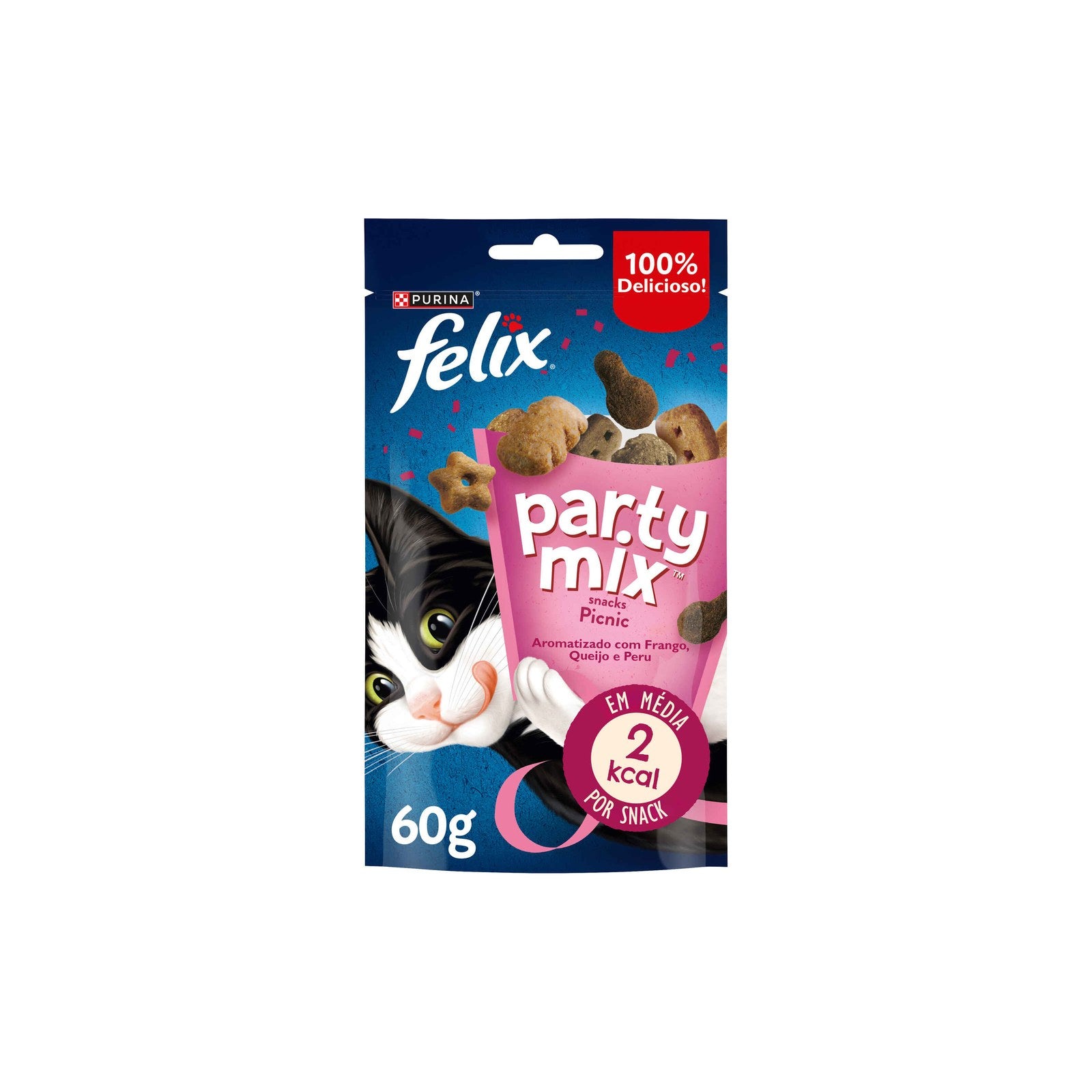Snack Purina Felix Party Mix Picnic Frango, Queijo e Pato 60 g