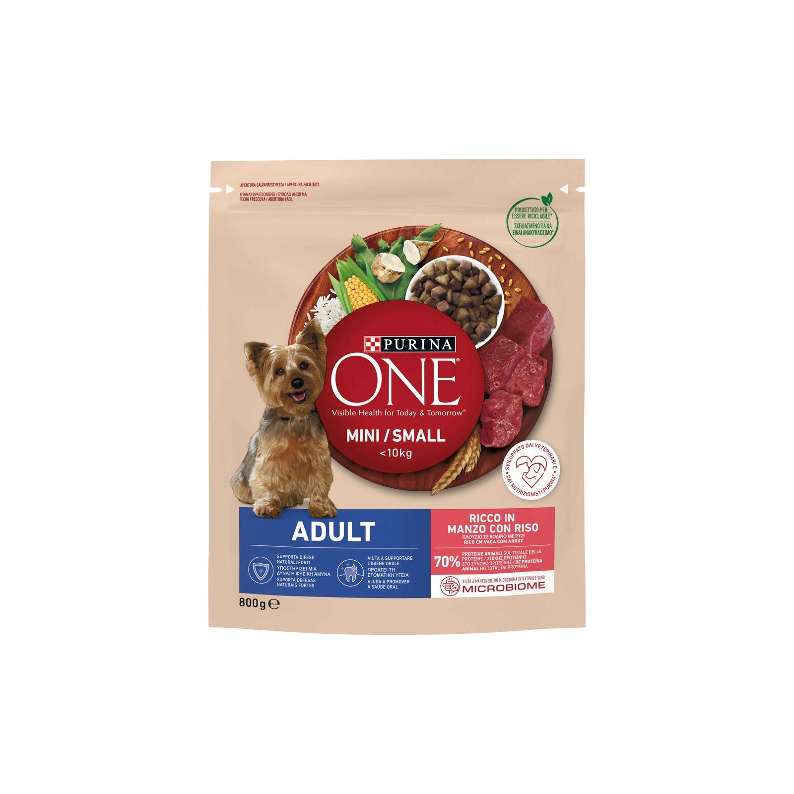 Purina ONE MINI/SMALL Ração para Cão Adulto Vaca e Arroz 800 g