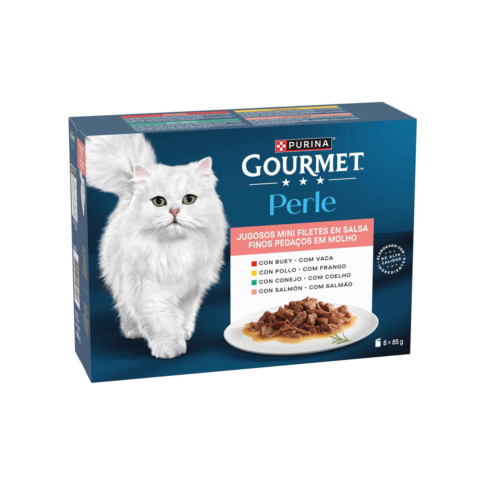 Purina Gourmet Perle Gato Adulto: Finos Pedaços em Molho 8x85 g