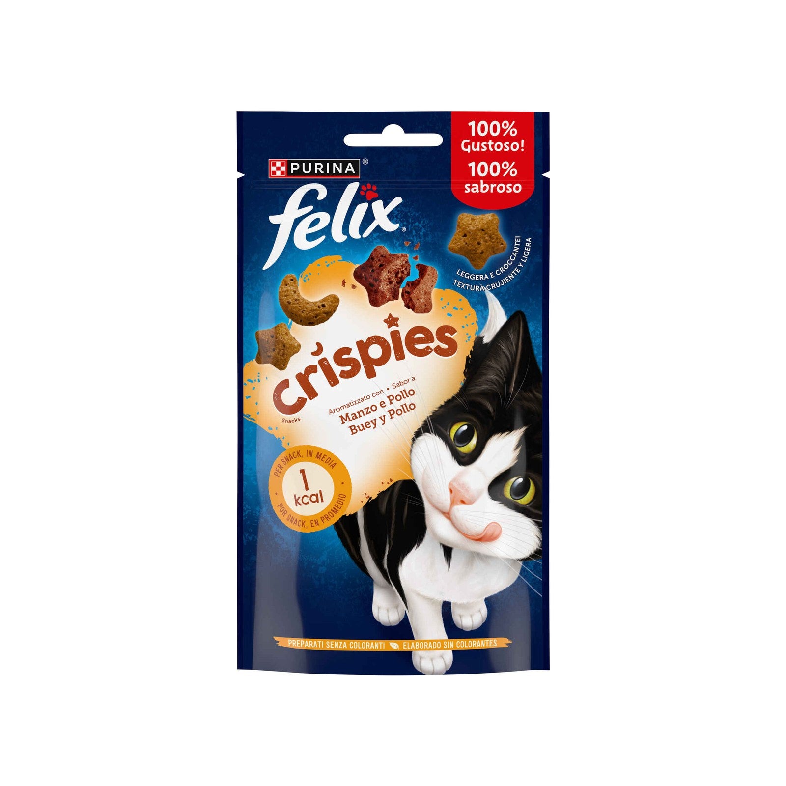 Purina Felix Crispies Snack para Gato Adulto Vaca e Frango 45 g