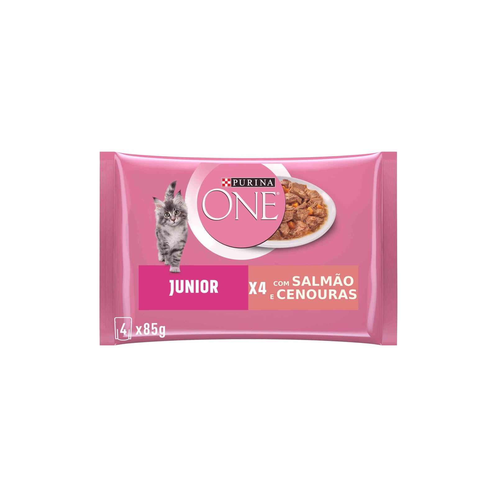 Purina One Comida Húmida para Gato Júnior Salmão Saquetas 4x85 g