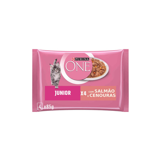 Purina One Comida Húmida para Gato Júnior Salmão Saquetas 4x85 g