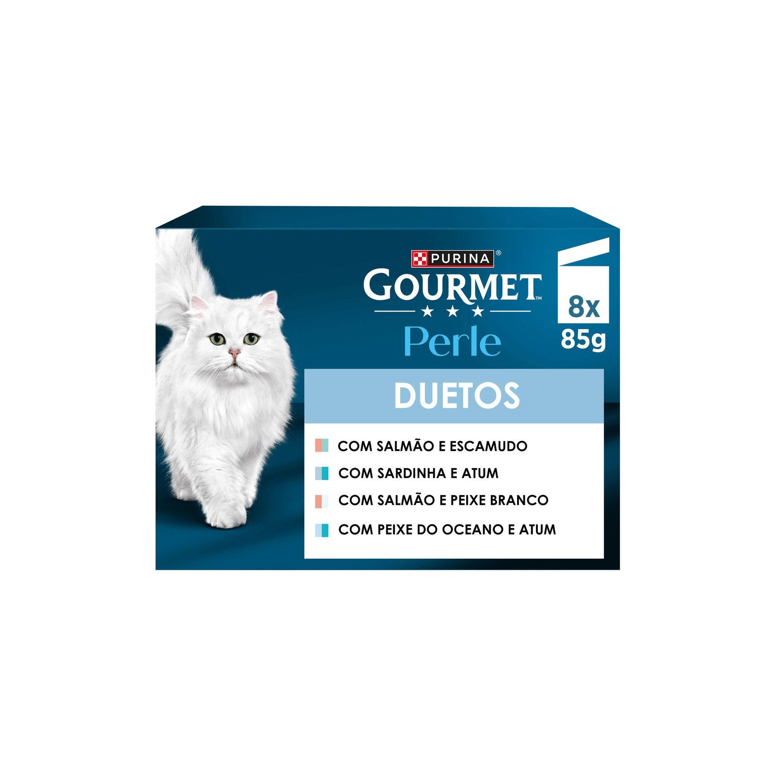 Purina Gourmet Perle Duetos para Gato Adulto, Finos Pedaços em Molho 8x85 g