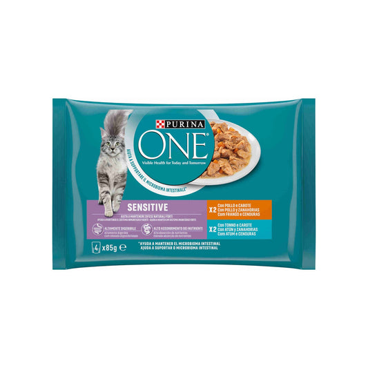 Purina One Sensitive Gato Adulto Frango e Atum em Molho 4x85 g