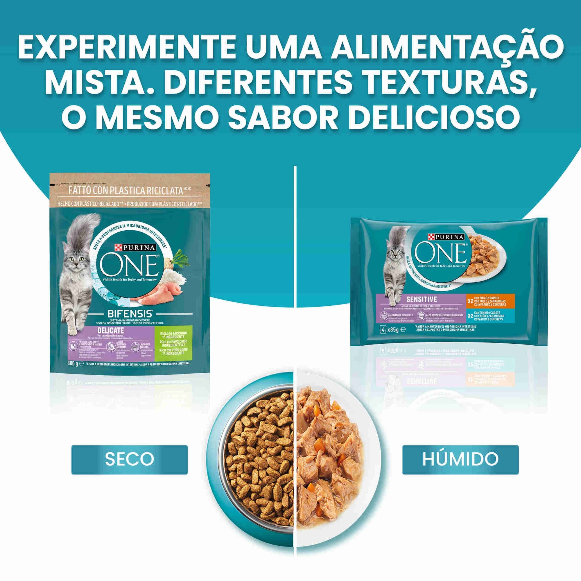 Purina One Sensitive Gato Adulto Frango e Atum em Molho 4x85 g