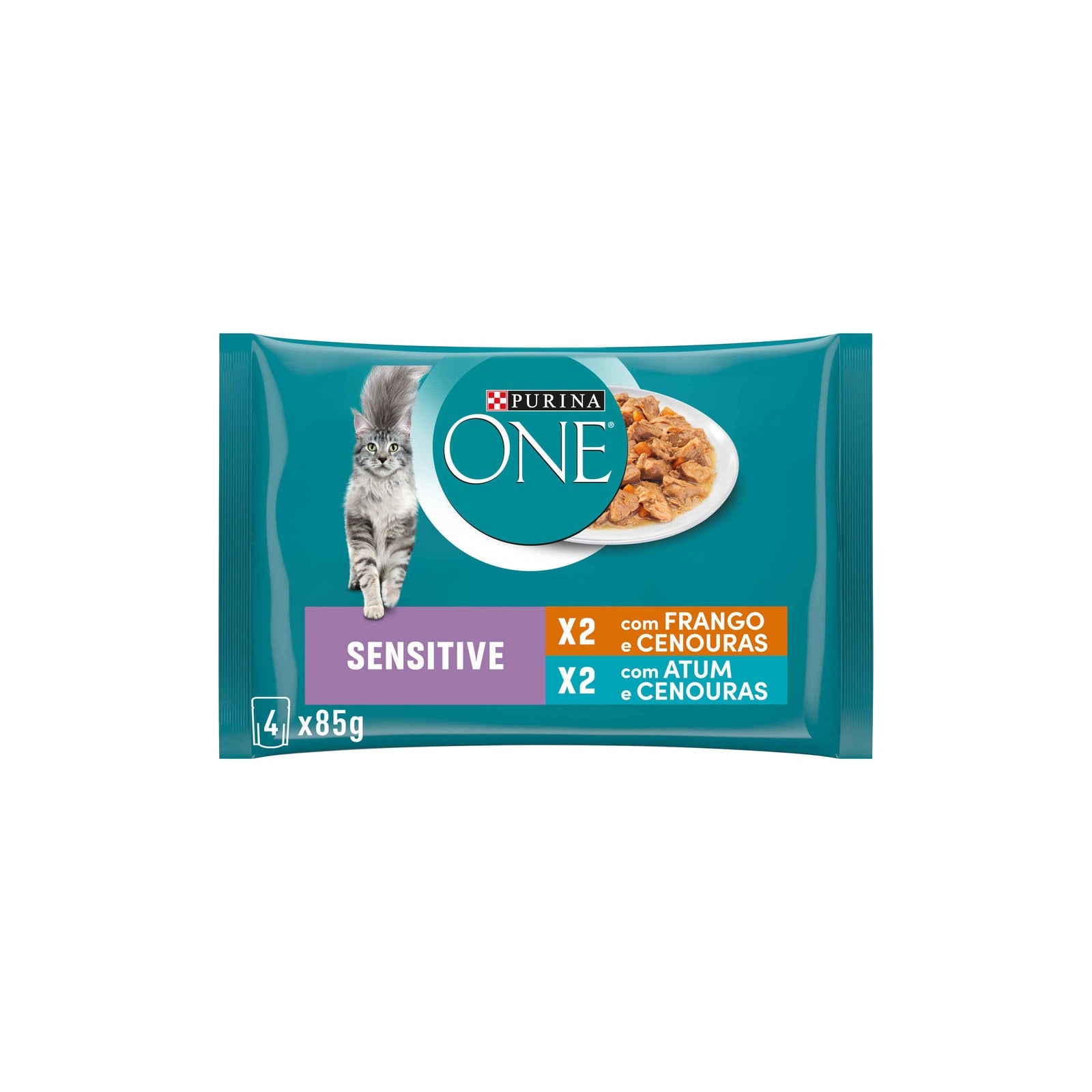 Purina One Sensitive Gato Adulto Frango e Atum em Molho 4x85 g