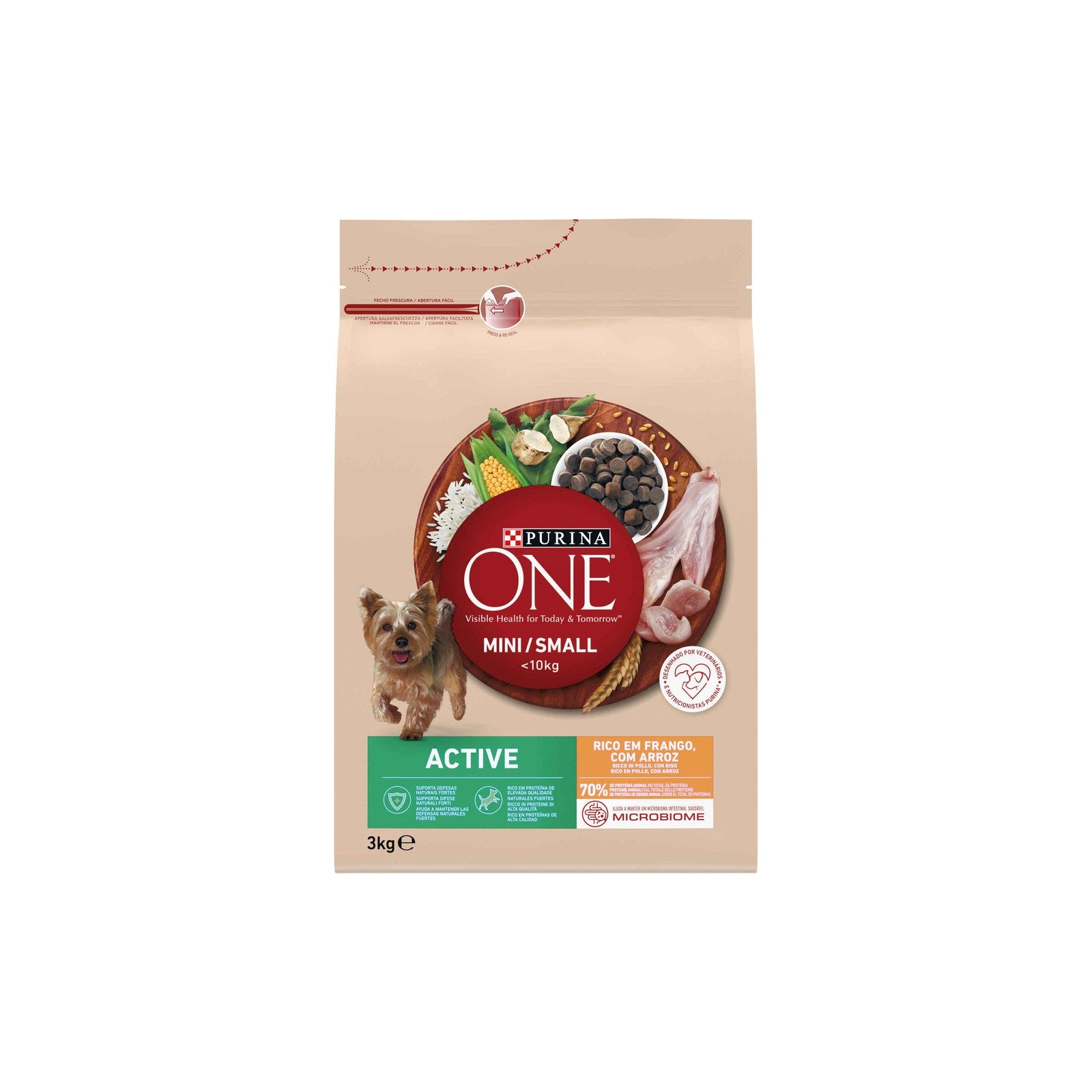 Ração Purina ONE MINI/SMALL Active Frango e Arroz 3 kg