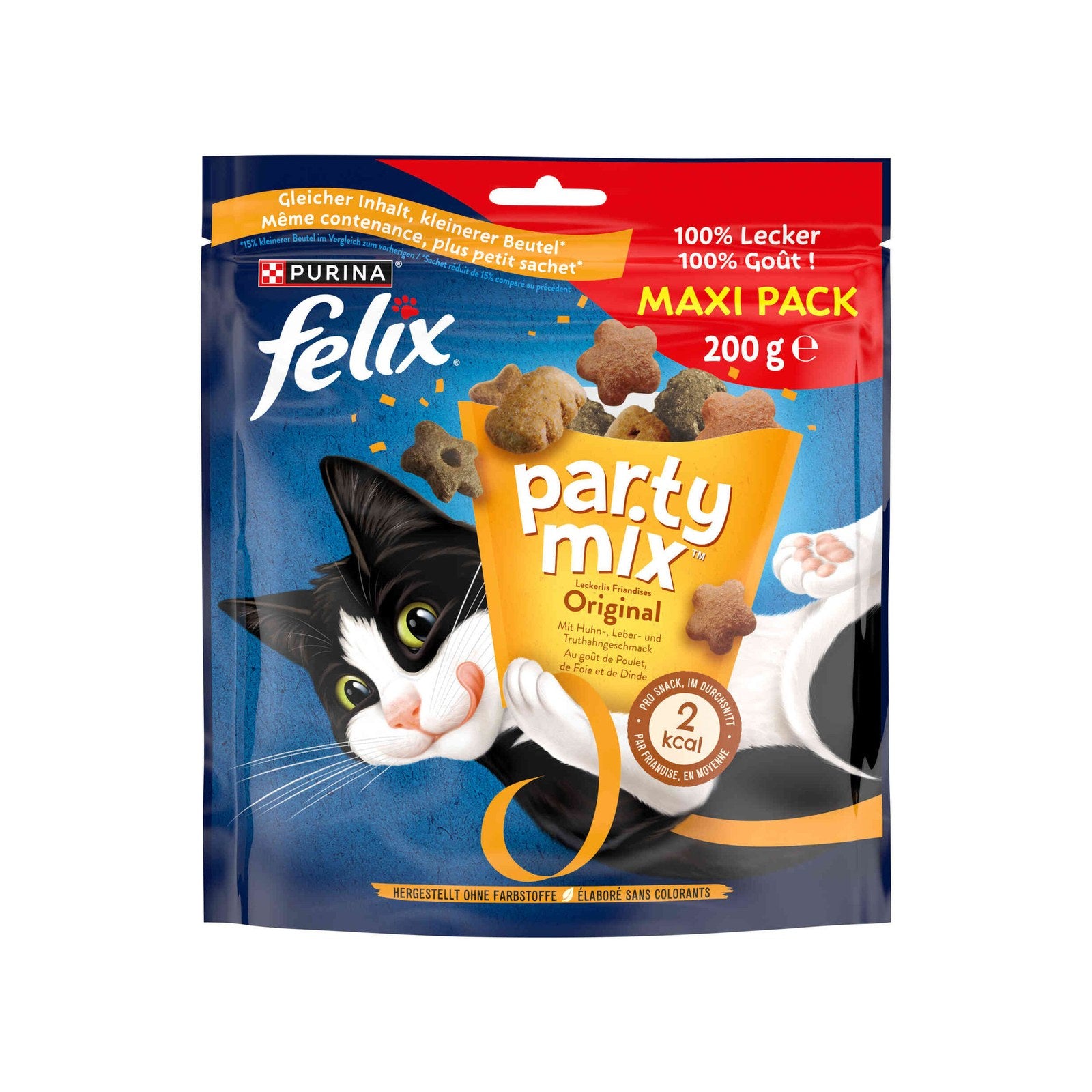 Purina Felix Party Mix Original para Gato Adulto, Frango, Fígado e Peru 200 g