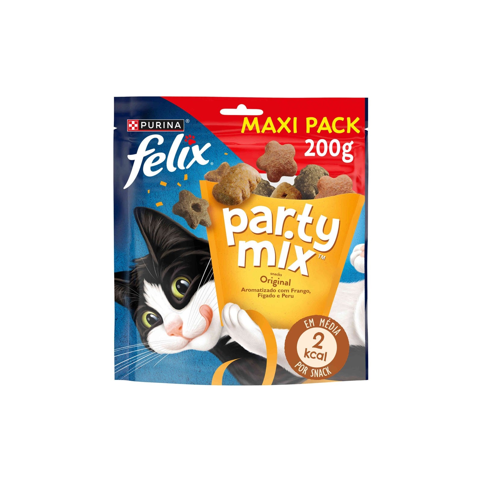 Purina Felix Party Mix Original para Gato Adulto, Frango, Fígado e Peru 200 g