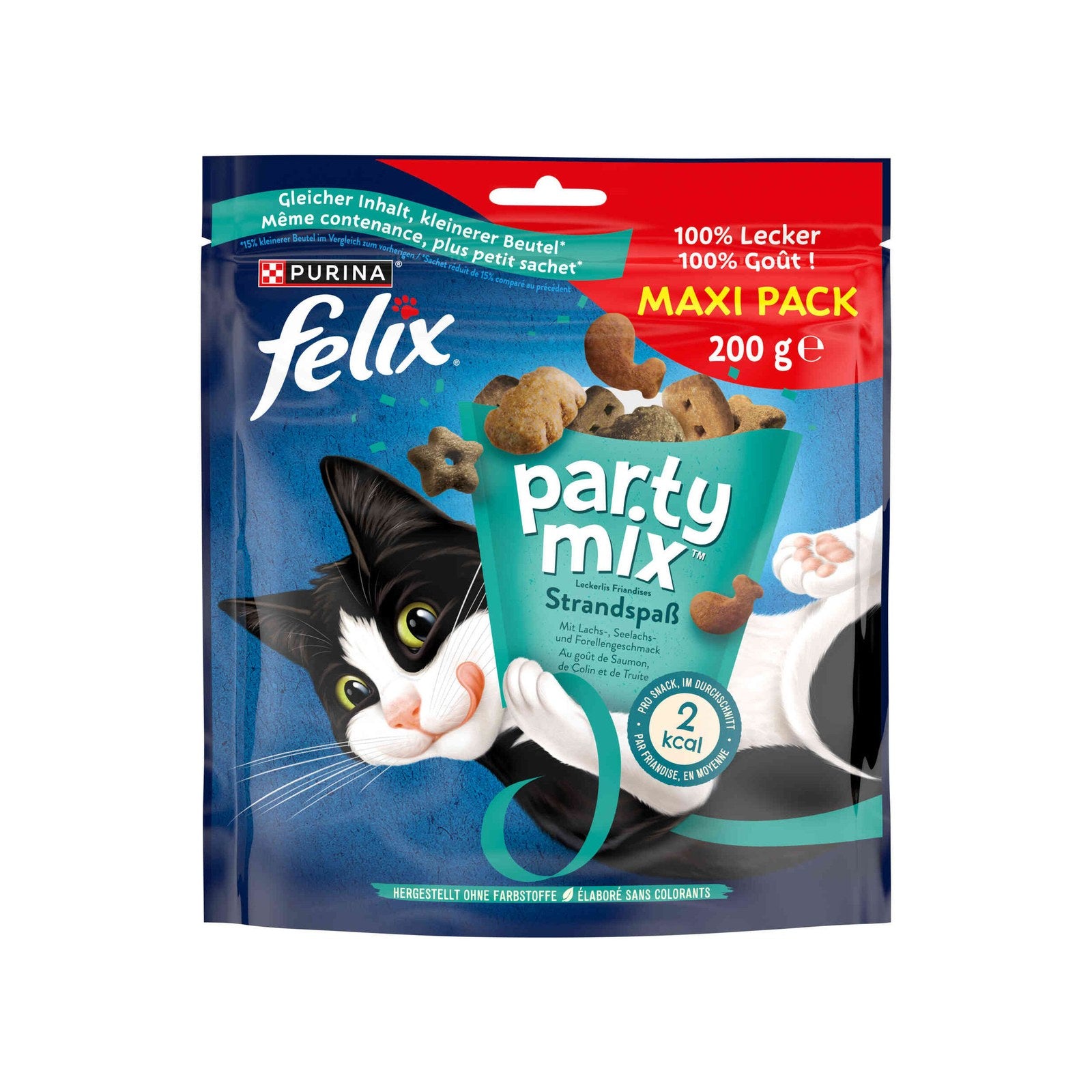 Snack para Gato Purina Felix Party Mix Ocean Salmão, Bacalhau e Truta 200 g