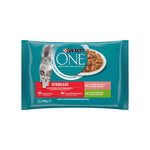 Purina One Comida Húmida Gato Esterilizado Salmão e Peru 4x85g