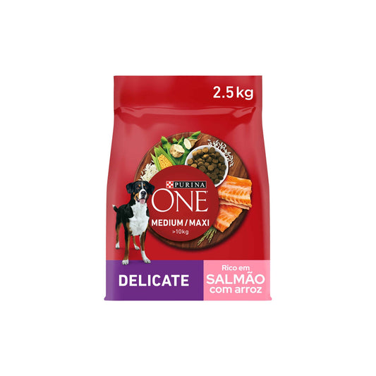 Purina One Ração Cão Adulto Médio/Maxi Salmão e Arroz Delicate 2,5 kg