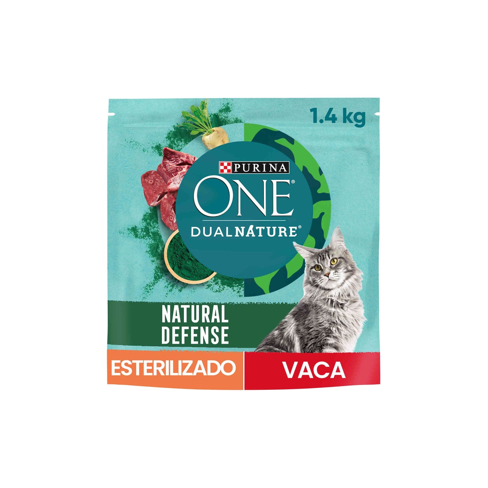 Purina One DualNature Ração Gato Adulto Esterilizado Vaca 1,4 kg
