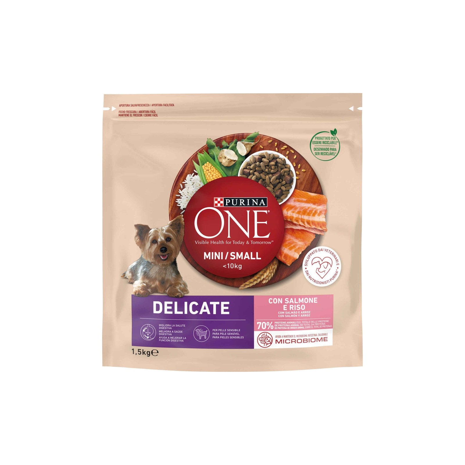 Purina One Mini Delicate Salmão e Arroz Cão Adulto 1,5 kg
