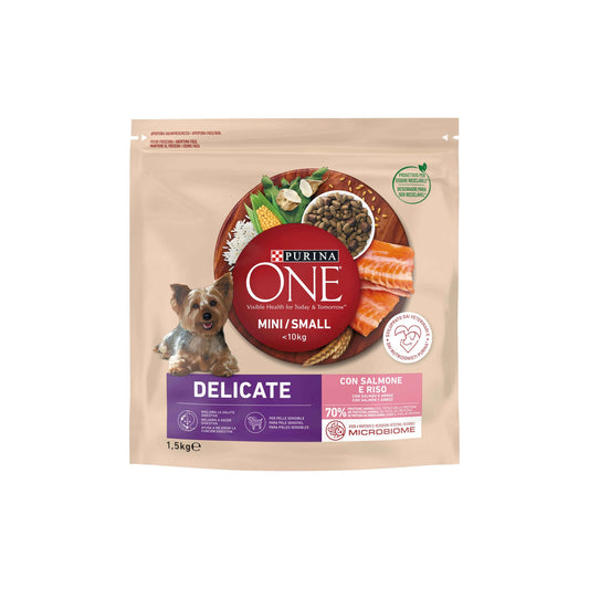 Purina One Mini Delicate Salmão e Arroz Cão Adulto 1,5 kg