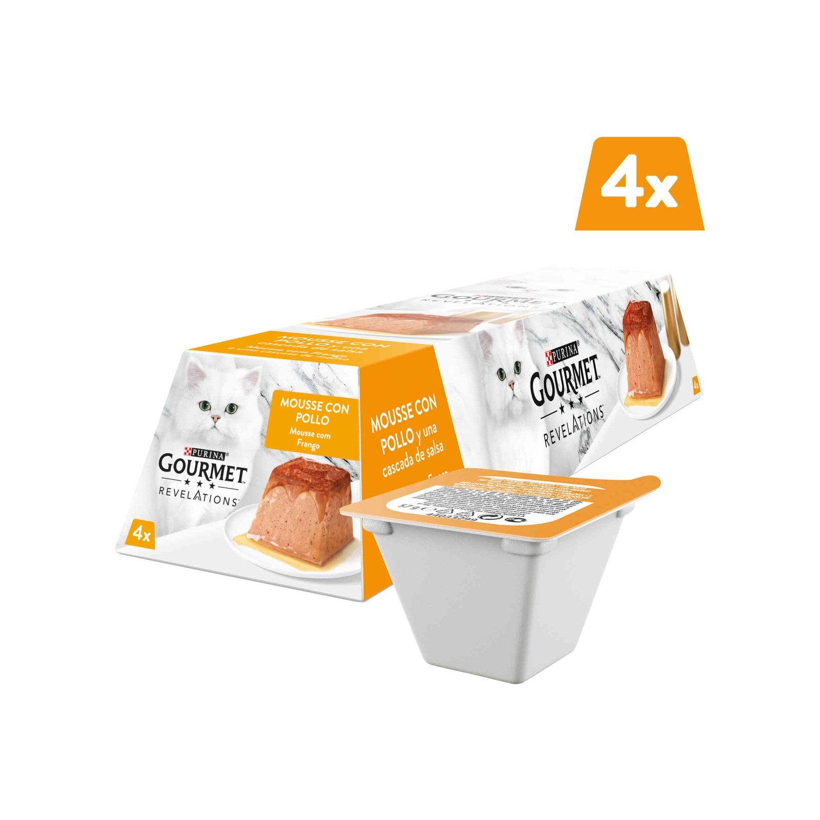 Purina Gourmet Revelations Mousse de Frango para Gato Adulto 4x57 g