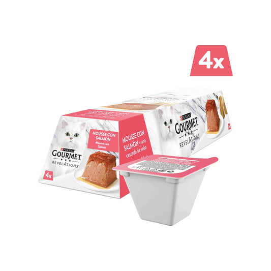 Purina Gourmet Revelations Mousse Salmão para Gato Adulto, 4 porções 4x57 g