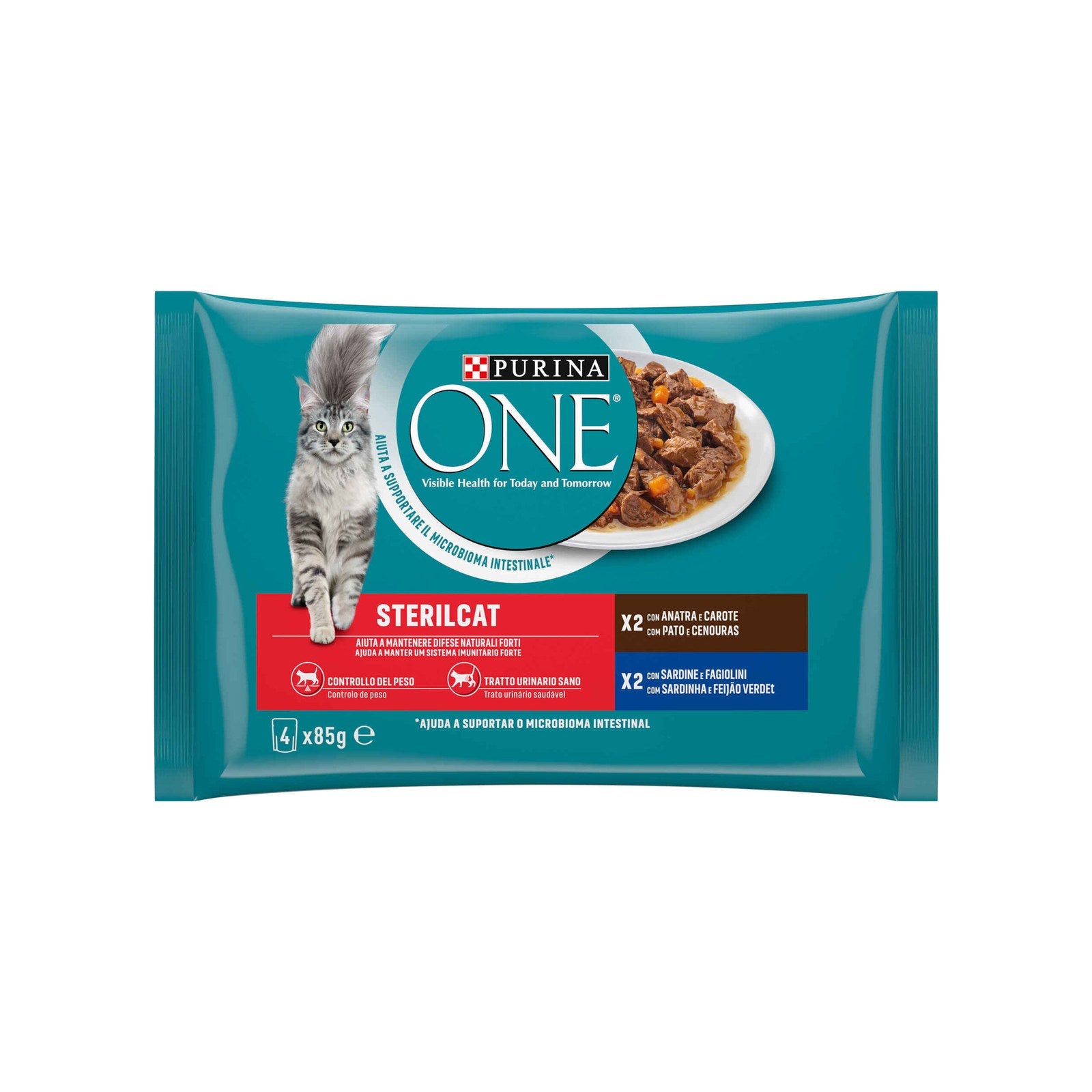 Purina One Sterilcat Alimento Húmido para Gato Esterilizado Sardinha 4x85 g