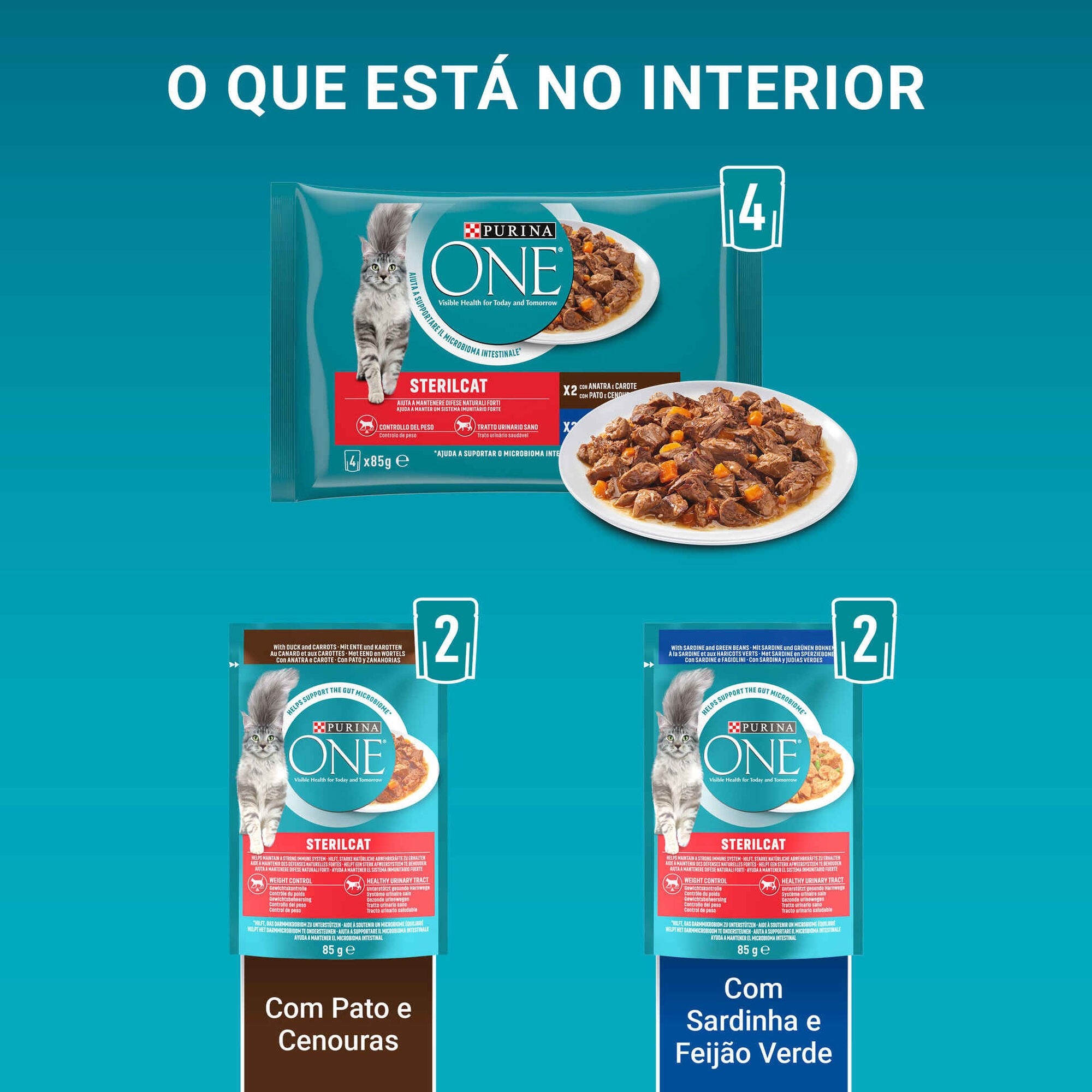 Purina One Sterilcat Alimento Húmido para Gato Esterilizado Sardinha 4x85 g