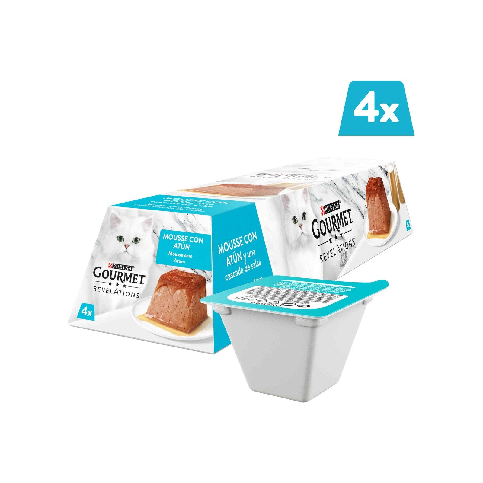 Purina Gourmet Revelations Mousse Atum Terrina para Gato Adulto 4x57 g