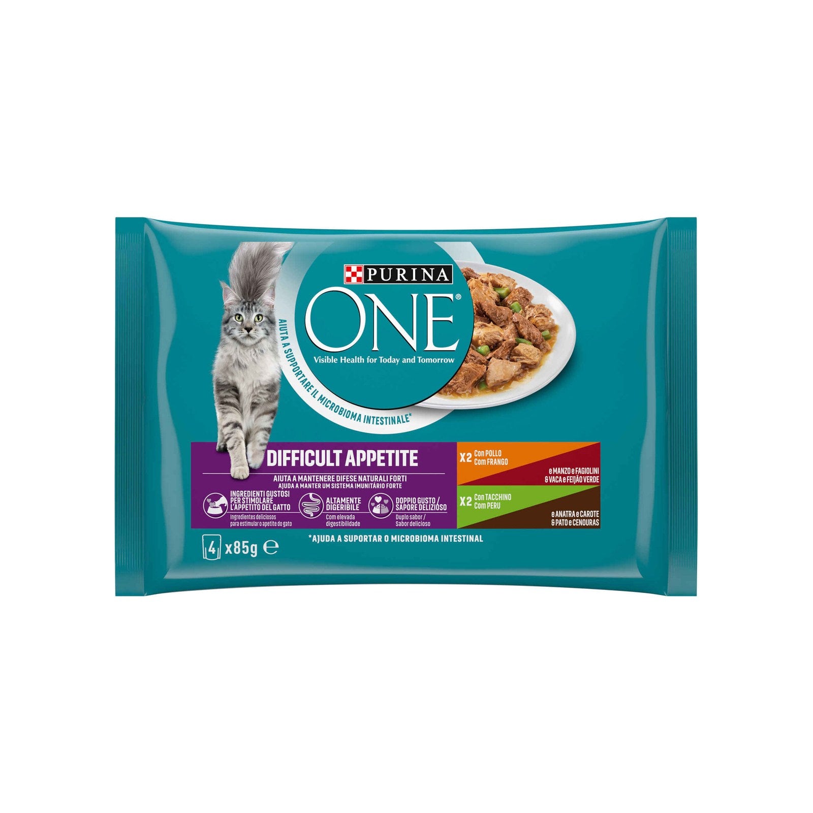Purina ONE Apetite Difícil para Gatos Adultos 4x85 g