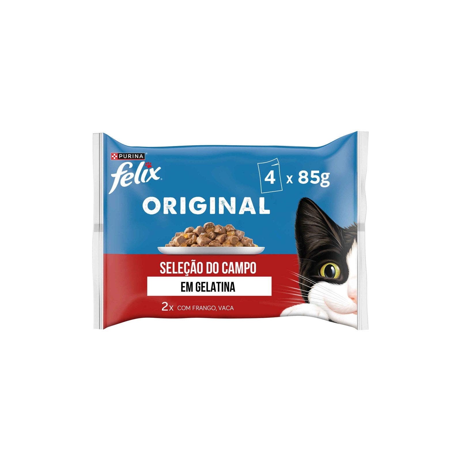 Purina Felix Comida Húmida Gato Adulto Seleção Carnes Gelatina 4x85g