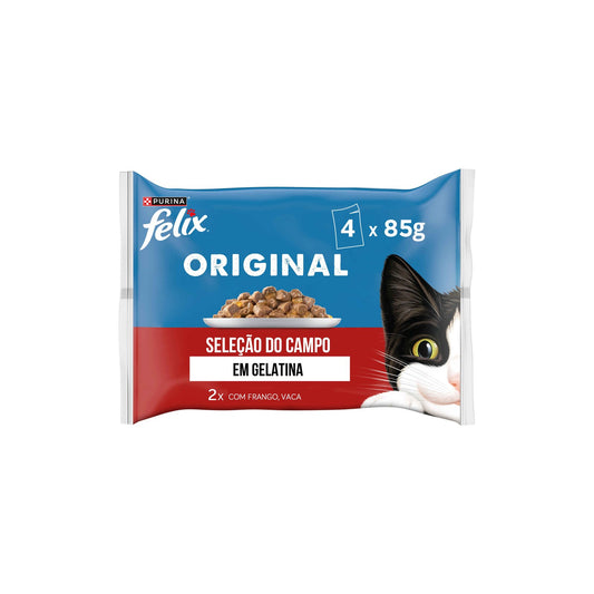 Purina Felix Comida Húmida Gato Adulto Seleção Carnes Gelatina 4x85g