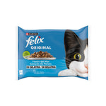 Purina Felix Alimento Húmido Gato Adulto Seleção Peixes em Gelatina 4x85g