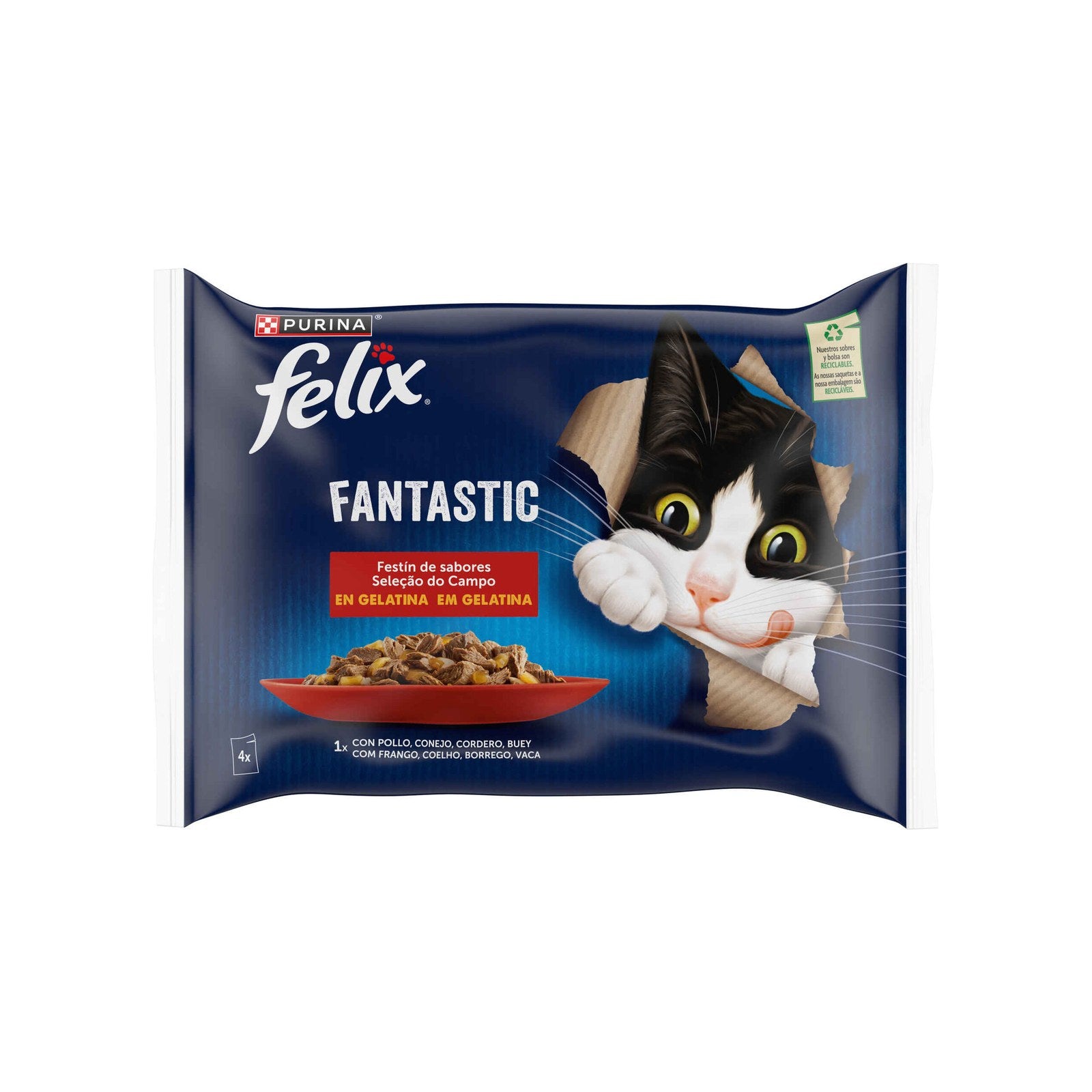 Purina Felix Fantastic Seleção em Gelatina para Gato 4x85g