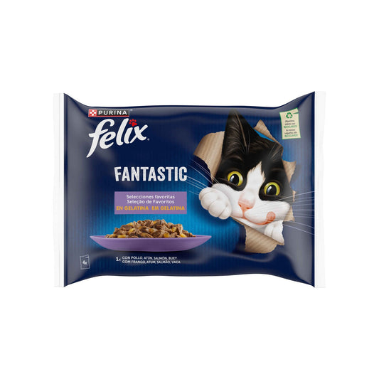 Purina Felix Fantastic Seleção de Favoritos em Gelatina 4x85g