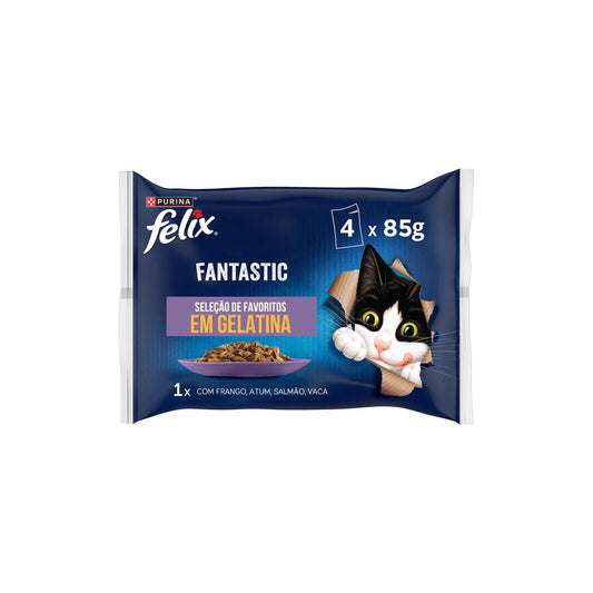 Purina Felix Fantastic Seleção de Favoritos em Gelatina 4x85g