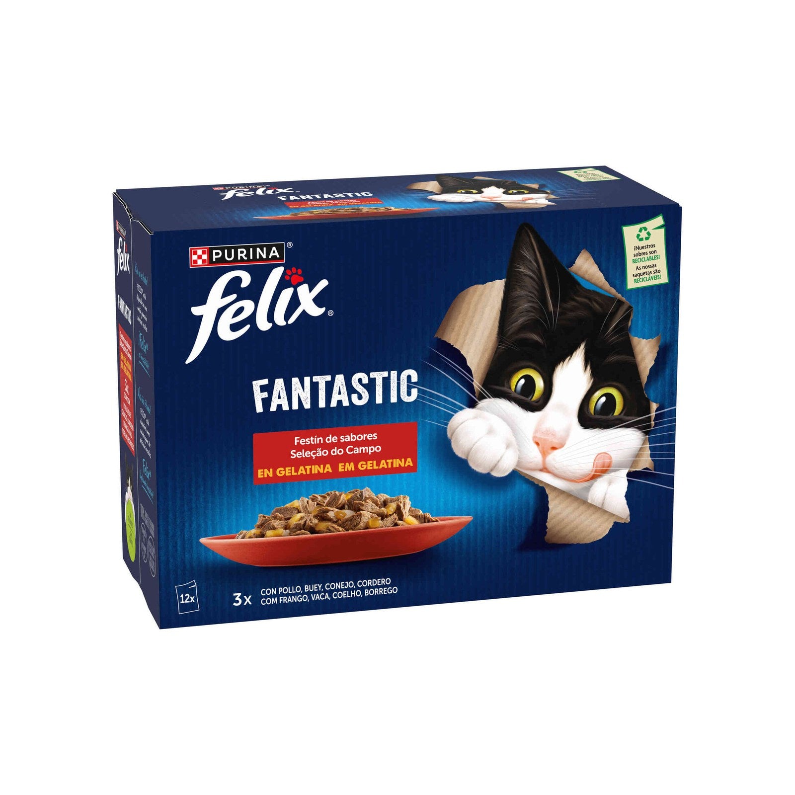 Purina Felix Fantastic Seleção do Campo em Gelatina para Gato 12x85g