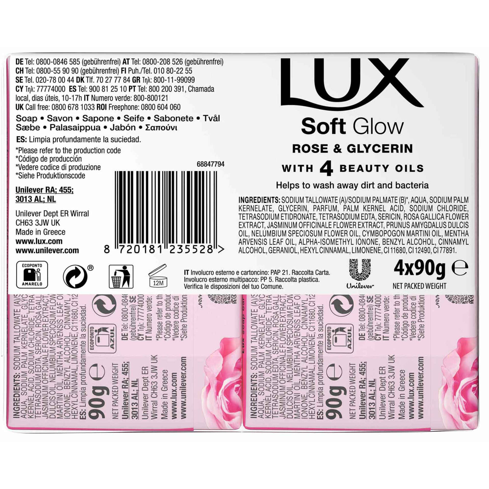 Sabonete Sólido Lux Soft Glow 360 g 4x90 g