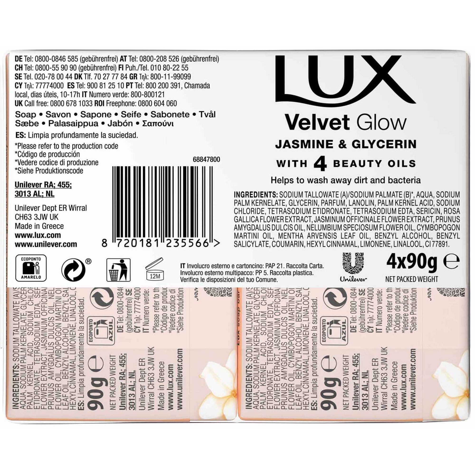 Sabonete Sólido Lux Velvet Glow 360 g 4x90 g