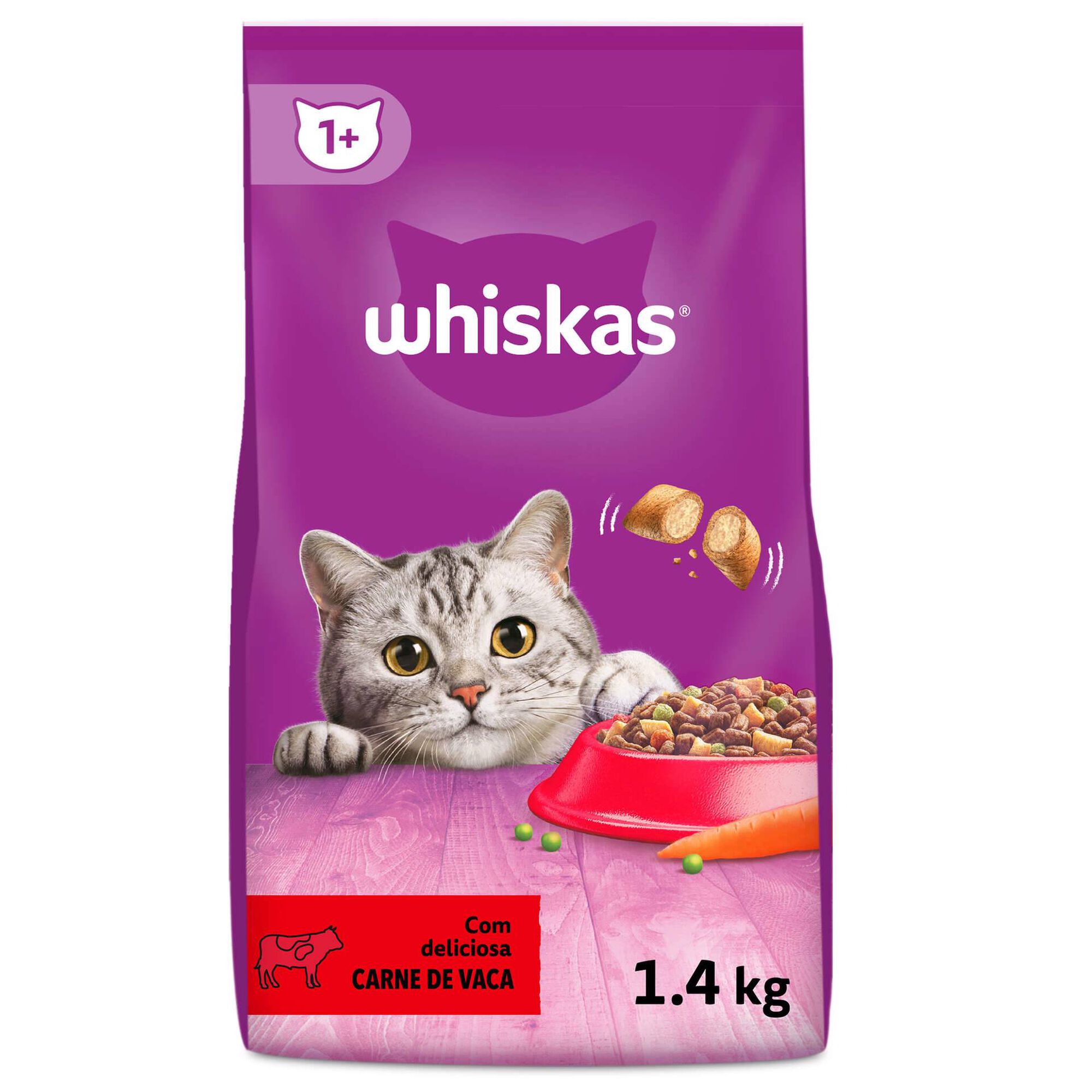 Ração Seca Whiskas para Gato Adulto com Vaca
