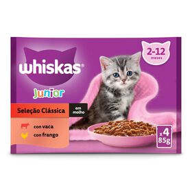 Comida Húmida para Gato Júnior Whiskas Seleção de Carnes