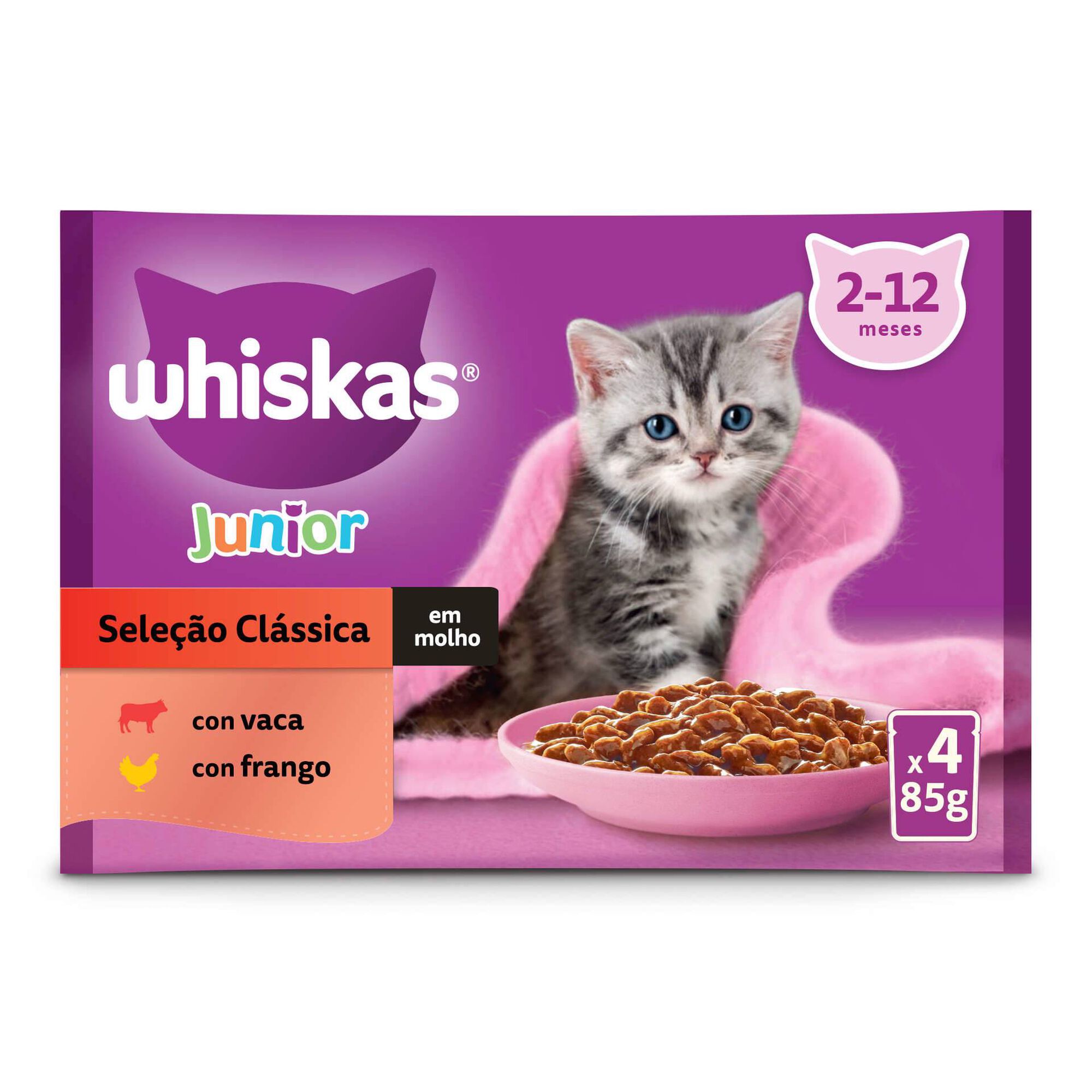Comida Húmida para Gato Júnior Whiskas Seleção de Carnes