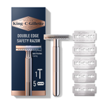 King C Gillette Máquina de Barbear Lâmina Dupla + 5 Recargas